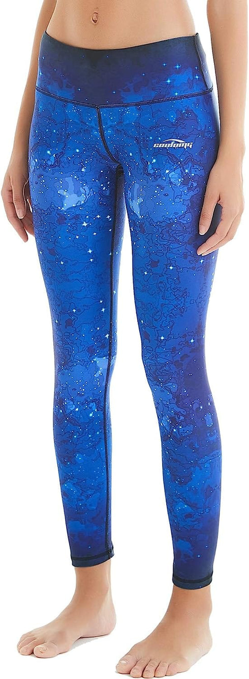 Women's Yoga Pants Printed Running Tights,Workout Running Leggings Tummy Control